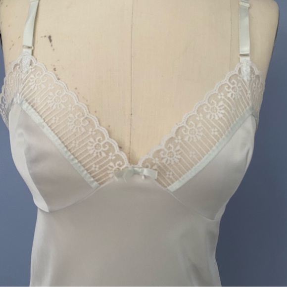 Vintage White Lace Trim Chemise Slip Dress | White Lace Accents - Picture 2 of 9